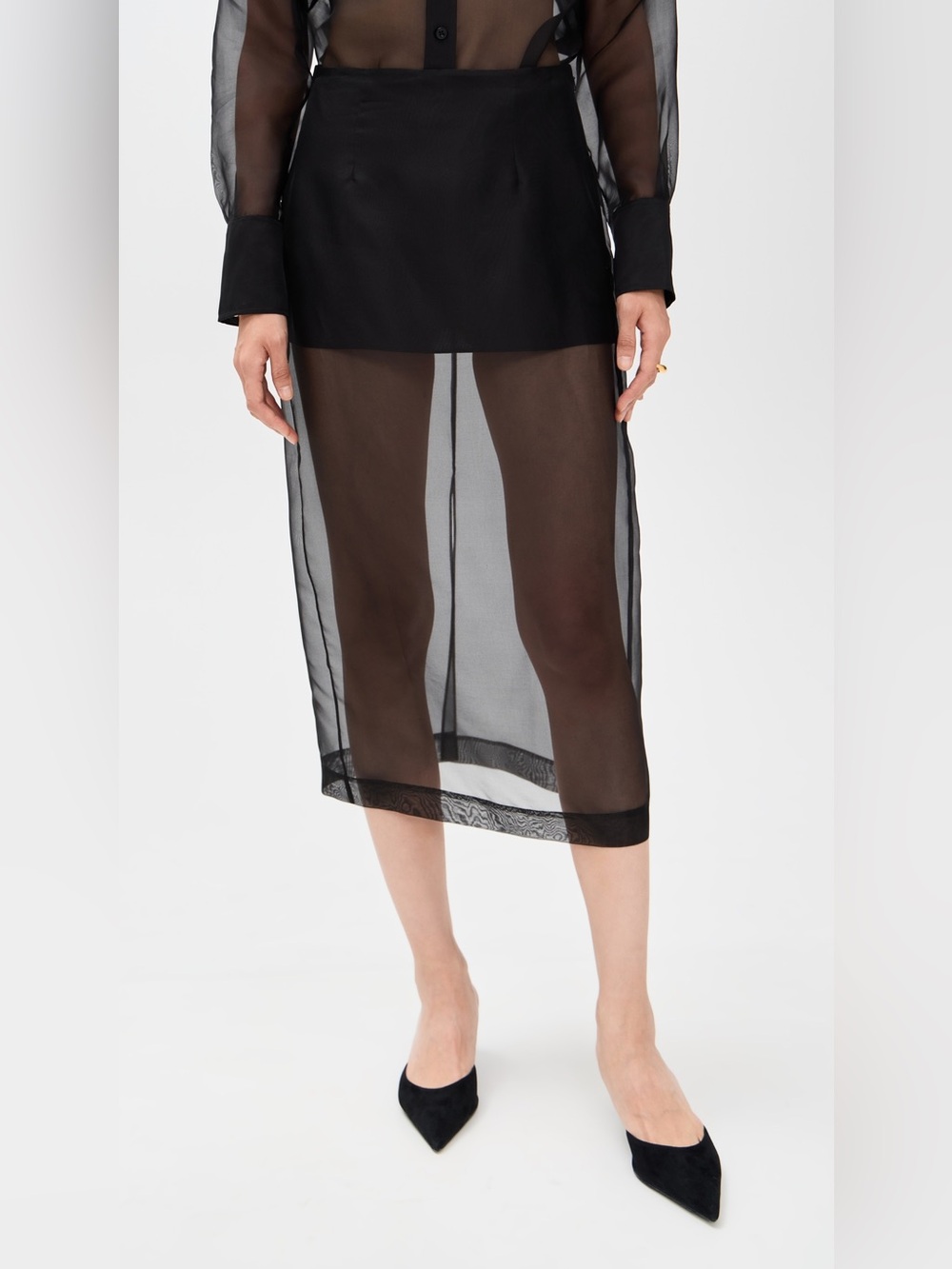 FRAME The Silk Organza Sheer Midi Skirt - 8